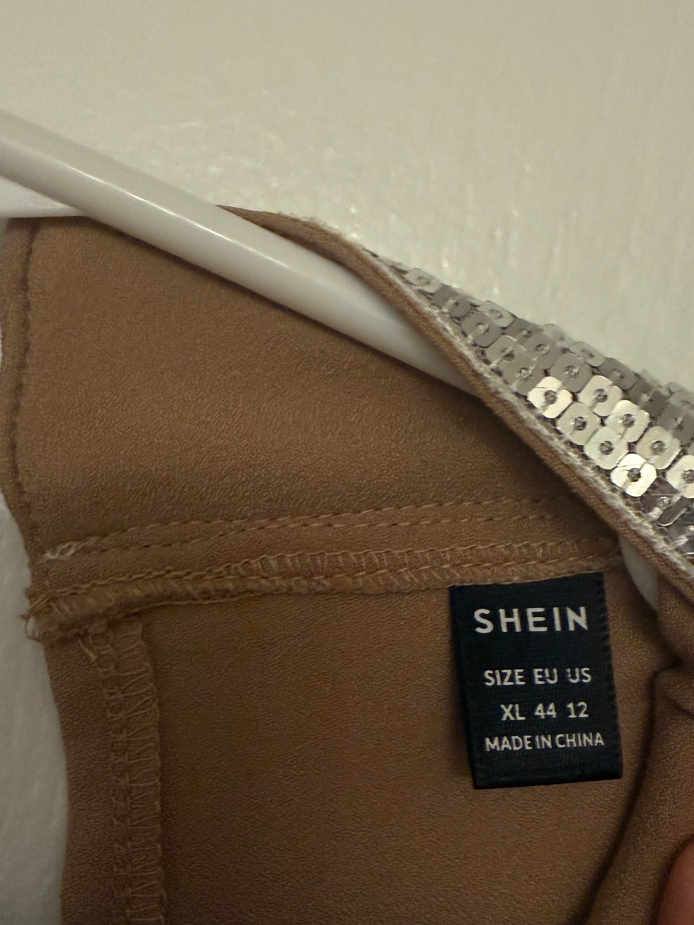SHEIN Tan Dress with Silver Sequin Trim - Picture 4 of 6